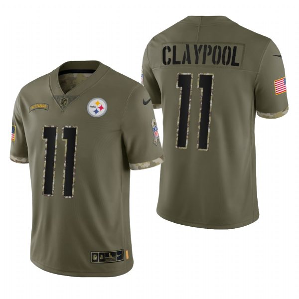 Chase Claypool Steelers #11 2022 Salute To Service Olive Limited Jersey