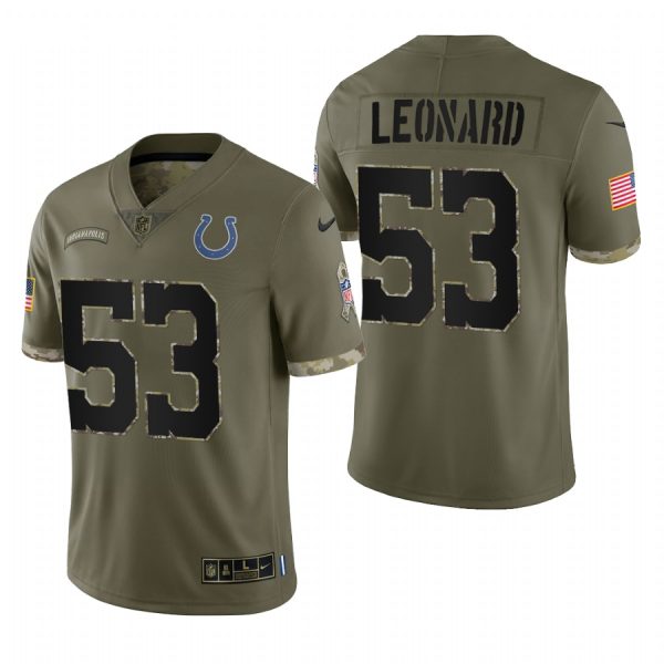 Darius Leonard Colts #53 2022 Salute To Service Olive Limited Jersey