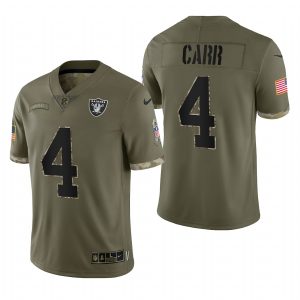 Derek Carr Raiders #4 2022 Salute To Service Olive Limited Jersey