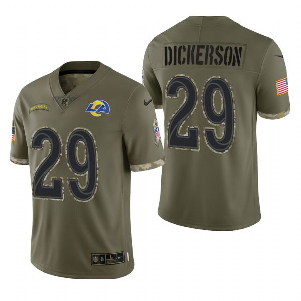 Eric Dickerson Rams #29 2022 Salute To Service Olive Limited Retired Player Jersey