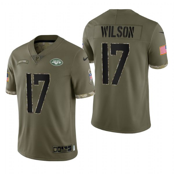 Garrett Wilson New York Jets Olive 2022 Salute To Service Limited Jersey