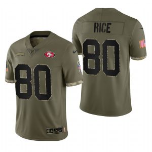 Jerry Rice 49ers #80 2022 Salute To Service Olive Limited Retired Player Jersey