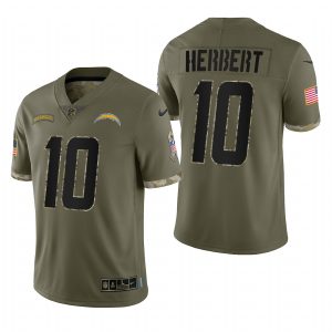 Justin Herbert Chargers #10 2022 Salute To Service Olive Limited Jersey