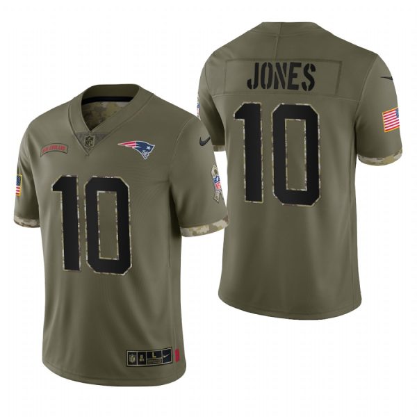 Mac Jones New England Patriots Olive 2022 Salute To Service Limited Jersey