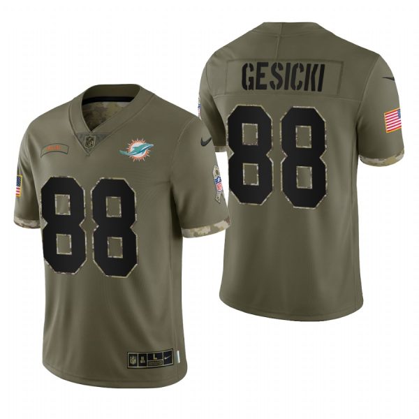 Mike Gesicki Miami Dolphins Olive 2022 Salute To Service Limited Jersey