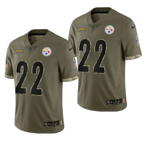 Najee Harris Steelers #22 2022 Salute To Service Olive Limited Jersey