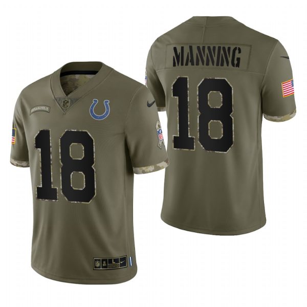 Peyton Manning Colts #18 2022 Salute To Service Olive Limited Retired Player Jersey