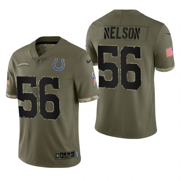 Quenton Nelson Colts #56 2022 Salute To Service Olive Limited Jersey