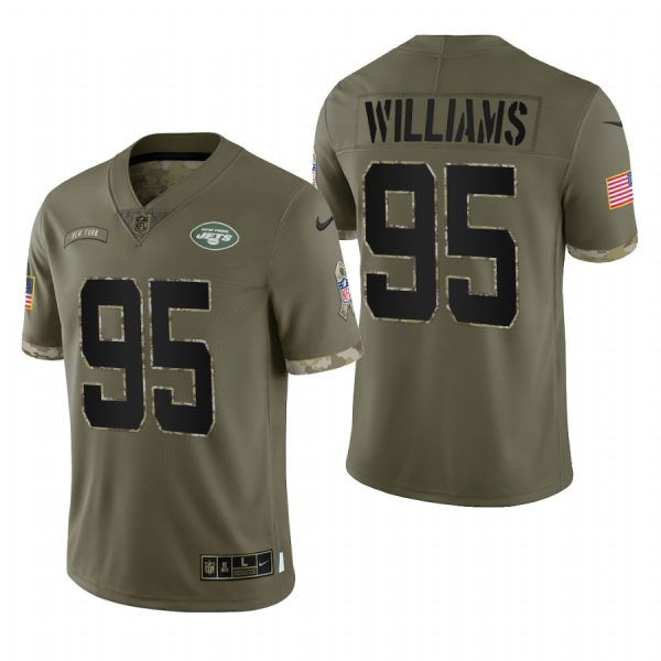 Quinnen Williams New York Jets Olive 2022 Salute To Service Limited Jersey