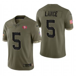 Trey Lance 49ers #5 2022 Salute To Service Olive Limited Jersey