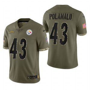 Troy Polamalu Steelers #43 2022 Salute To Service Olive Limited Retired Player Jersey