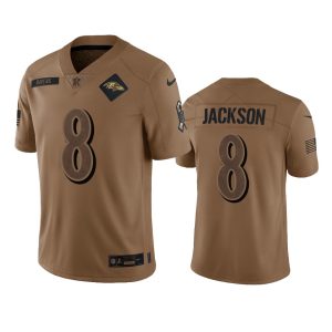 Lamar Jackson Baltimore Ravens Brown 2023 Salute To Service Limited Jersey