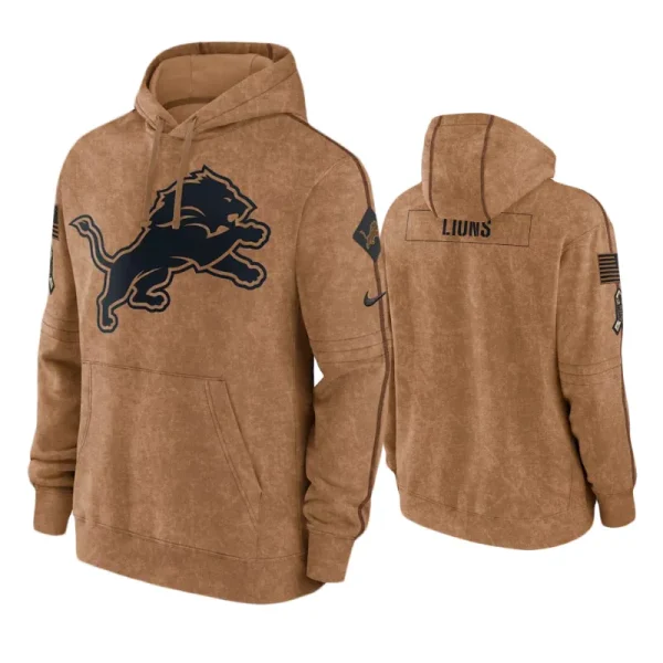 Detroit Lions 2023 Salute To Service Brown Club Hoodie