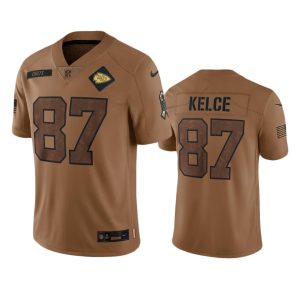 Travis Kelce Kansas City Chiefs Brown 2023 Salute To Service Limited Jersey